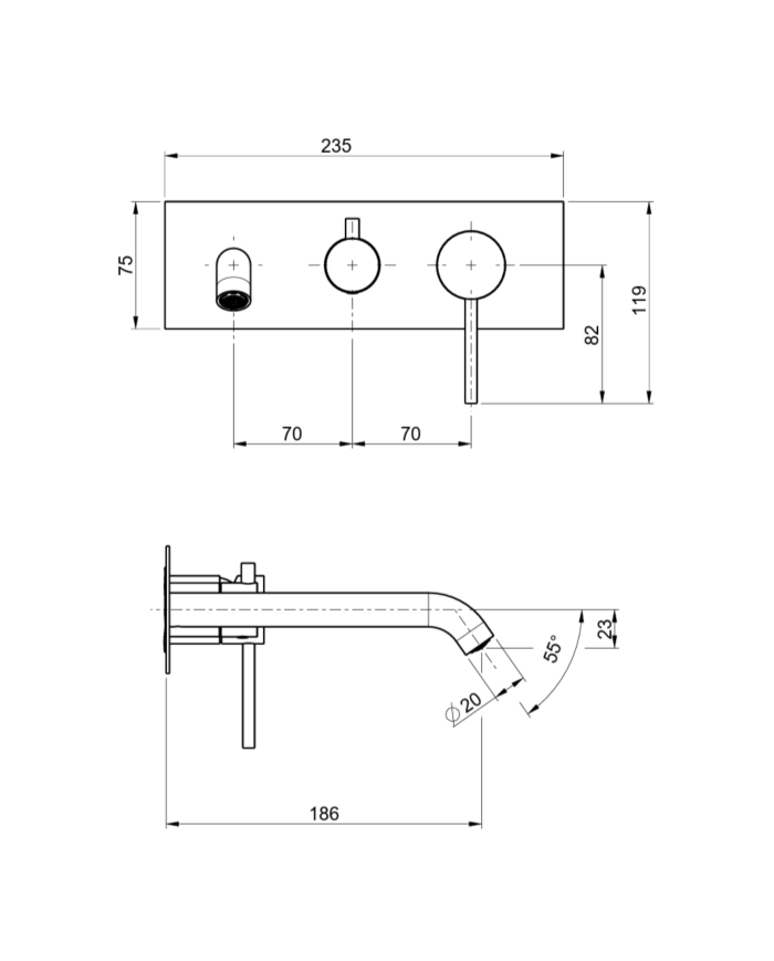 Kit mitigeur baignoire inverseur 2/3 voies Pepe XL - Frattini