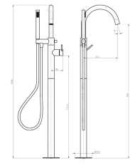Mitigeur bain au sol + douchette Pepe XL - Frattini