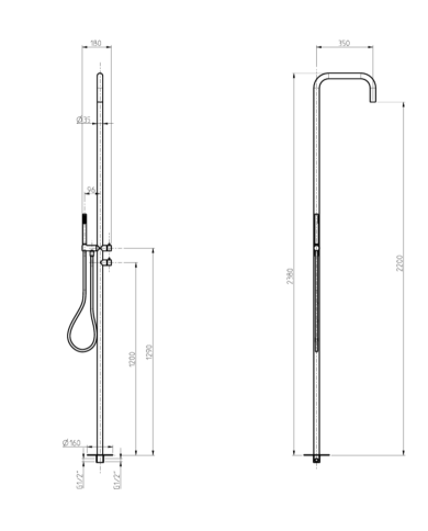 Colonne de douche bord piscine Pepe XL - Frattini