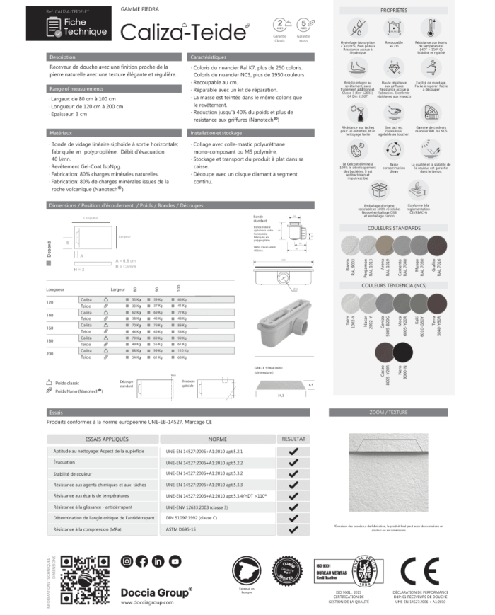 Receveur douche Teide effet pierre – Doccia Group