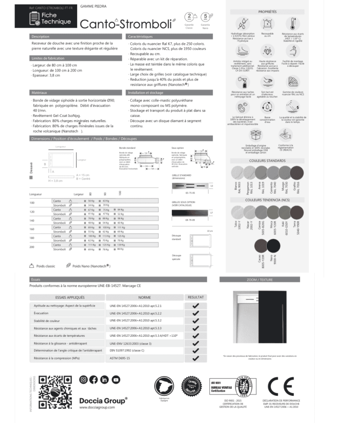 Receveur douche CANTO effet pierre – Doccia Group