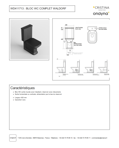 WC réservoir bas Waldorf - Ondyna