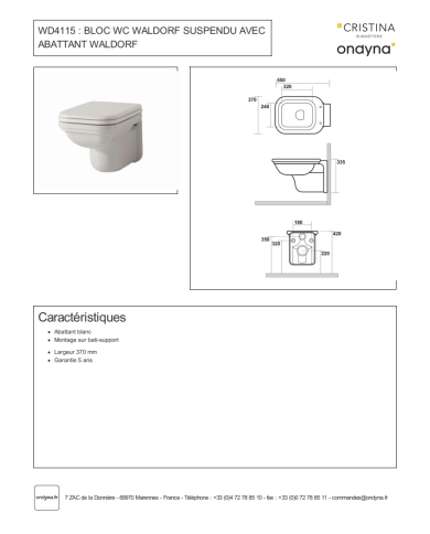 WC suspendu Waldorf - Ondyna