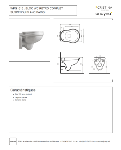 WC suspendu Chambord - Ondyna
