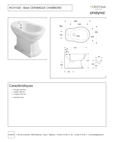 Bidet Chambord - Ondyna