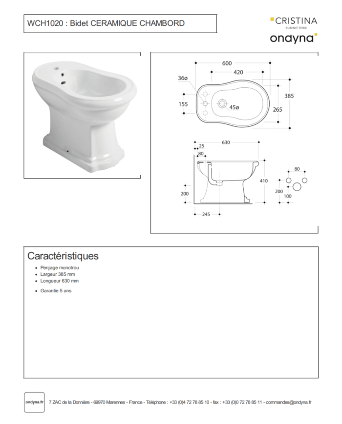 Bidet Chambord - Ondyna