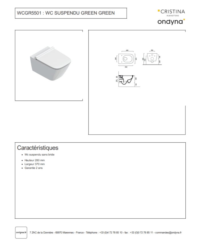 WC suspendu Green - Ondyna