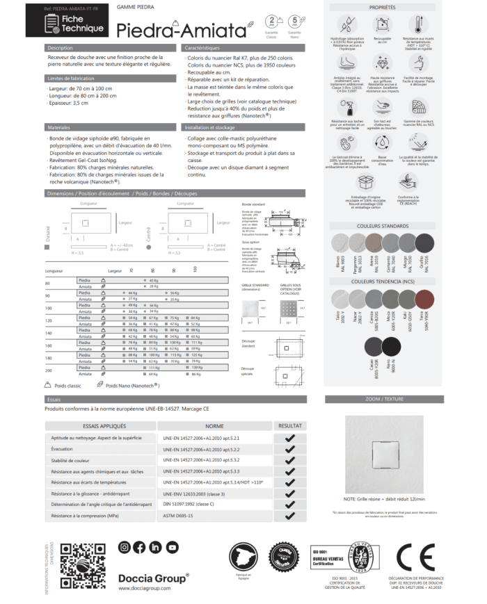 Receveur douche PIEDRA - Doccia Group