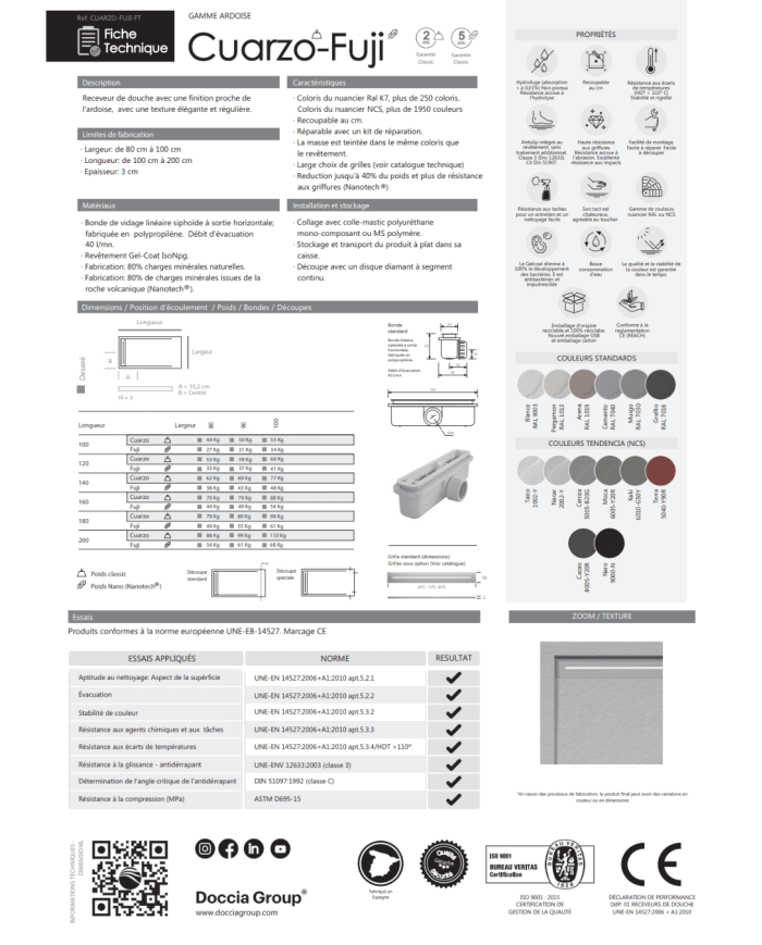 Receveur douche Fuji effet ardoise - Doccia Group
