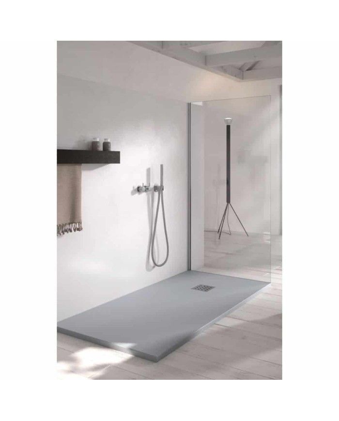 Receveur de douche LISO Doccia Group gris mat extra-plat avec bonde intégrée, design minimaliste