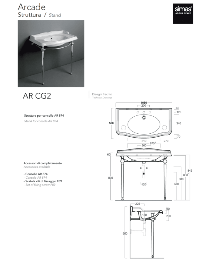 console salle de bain simas | Structure vintage italienne