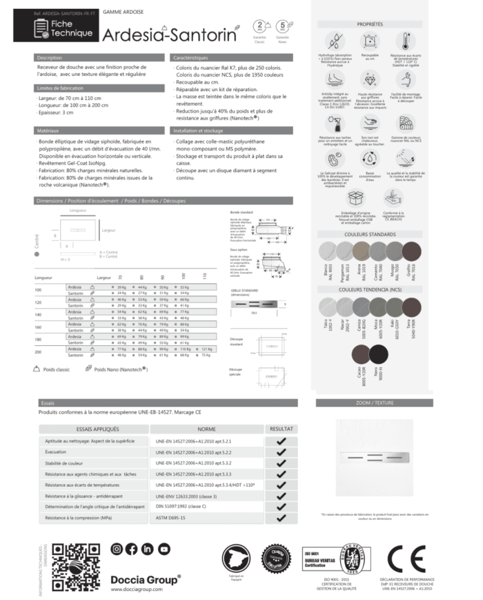 Receveur douche ARDESIA effet ardoise - Doccia group