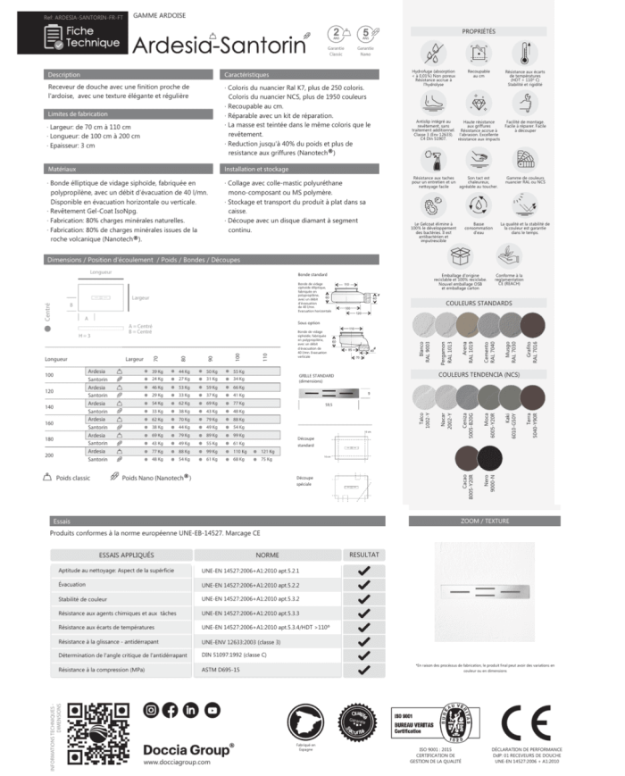 Receveur douche SANTORIN effet ardoise - Doccia group