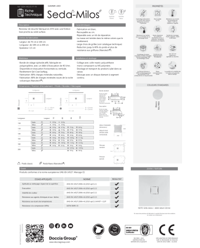 Receveur douche SEDA effet lisse - Doccia group