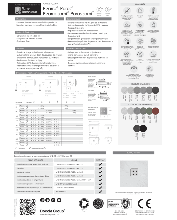 Receveur douche POROS - Doccia group
