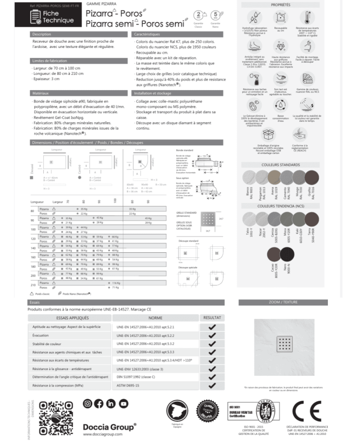 Receveur douche PIZARRA SEMI d'angle - Doccia group