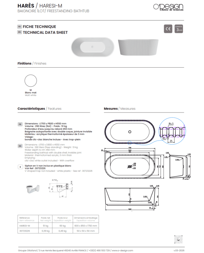 Baignoire îlot Harès – O Design
