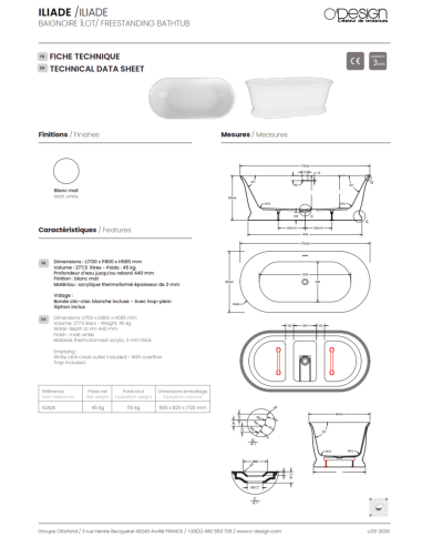 Baignoire îlot ILIADE – O Design