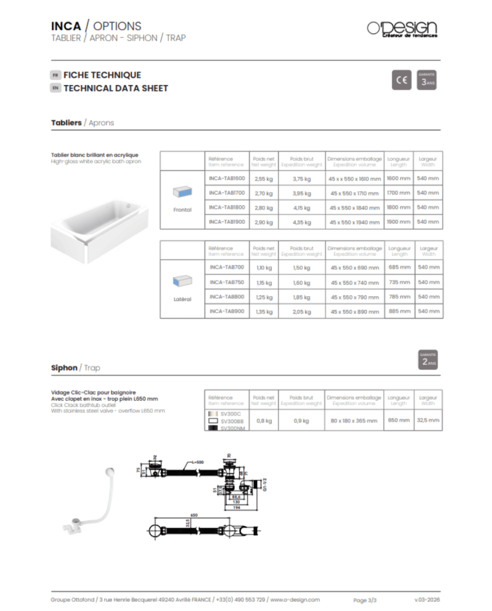 Baignoire INCA – O Design