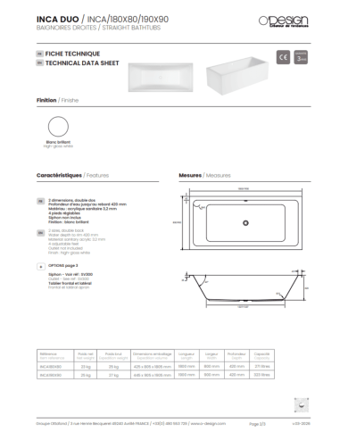 Baignoire INCA – O Design