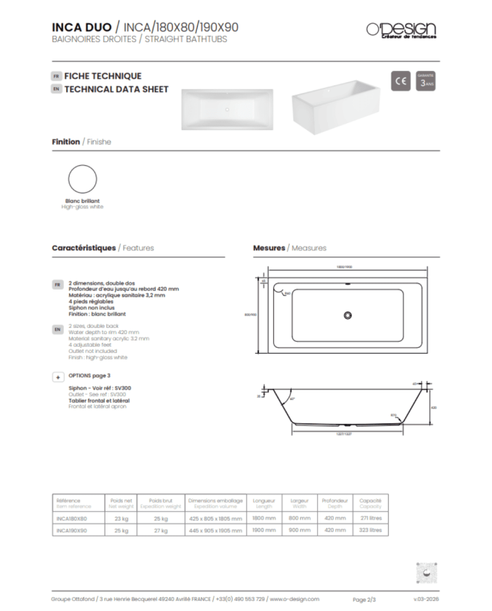 Baignoire INCA – O Design