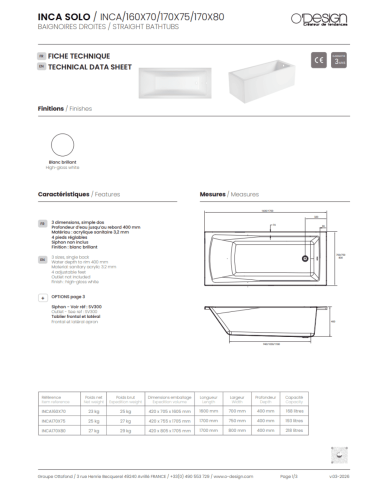 Baignoire INCA – O Design