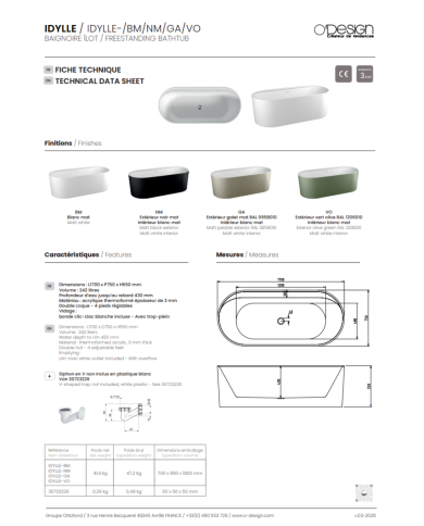 Baignoire îlot IDYLLE – O Design