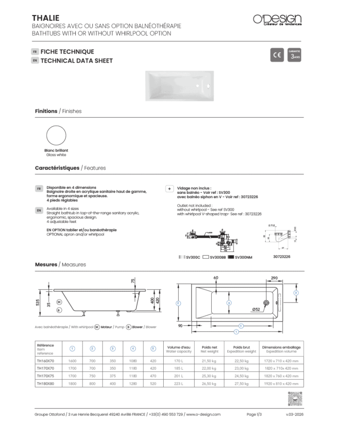 Baignoire THALIE – O Design