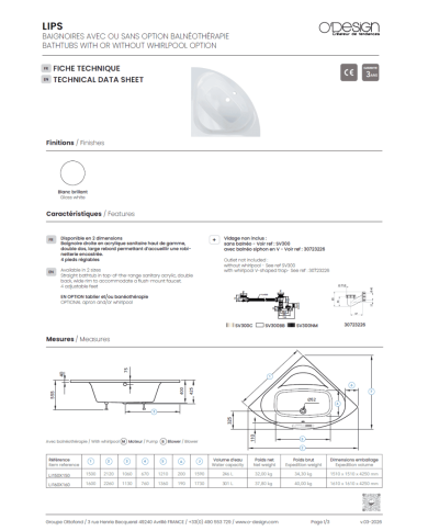Baignoire d'angle LIPS – O Design