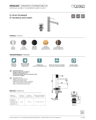 mitigeur lavabo Drakar | O'design