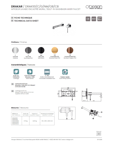 Mitigeur lavabo encastré Drakar - Odesign