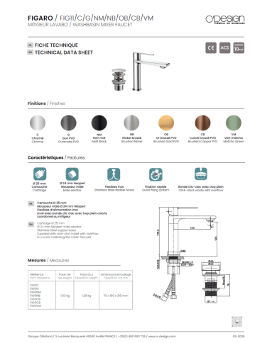 Mitigeur lavabo Figaro - Odesign