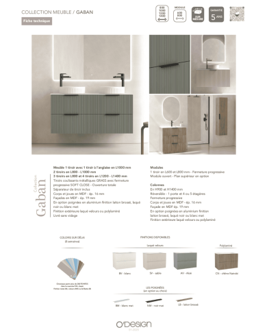 meuble vasque gaban odesign | 3 tailles & finitions