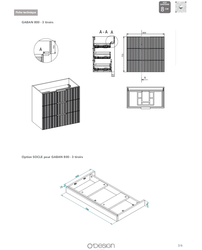 Meubles / Colonne Gaban 600 / 800 / 1000 / 1200 / 1400 - Odesign
