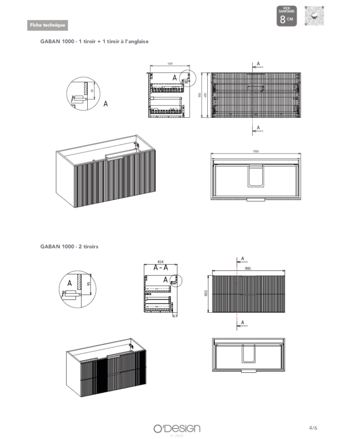 Meubles / Colonne Gaban 600 / 800 / 1000 / 1200 / 1400 - Odesign
