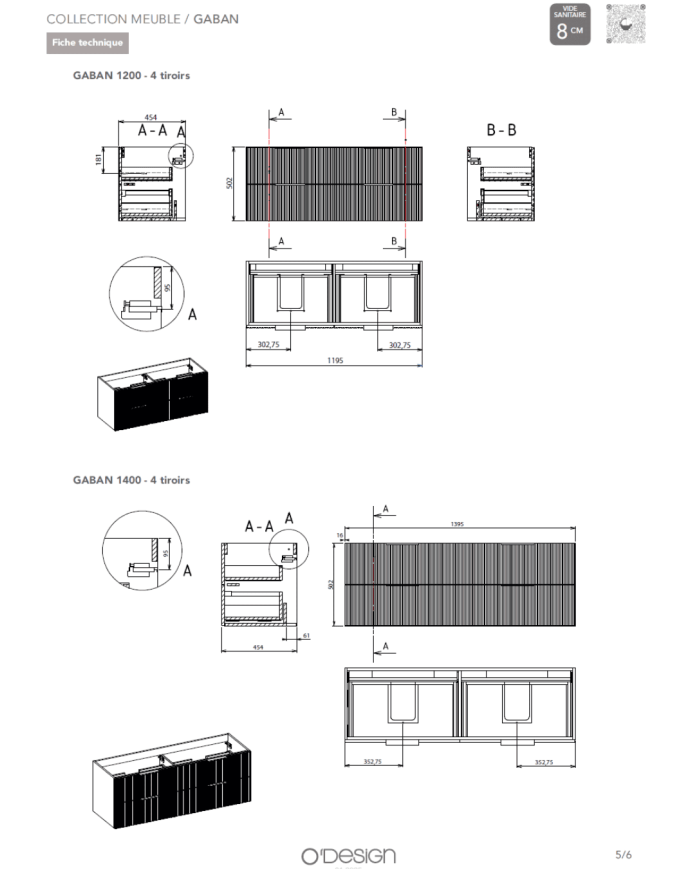 Meubles / Colonne Gaban 600 / 800 / 1000 / 1200 / 1400 - Odesign