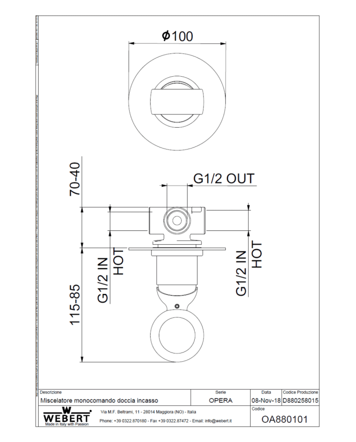 Mitigeur douche encastré Opera - Webert