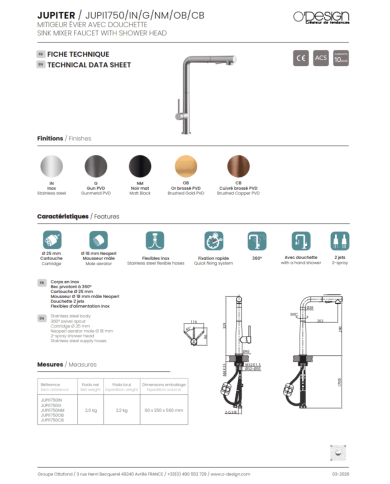 Mitigeur de cuisine Jupiter - Odesign