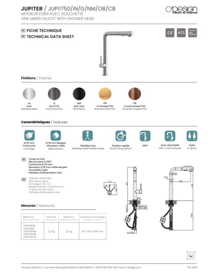 Mitigeur de cuisine Jupiter - Odesign