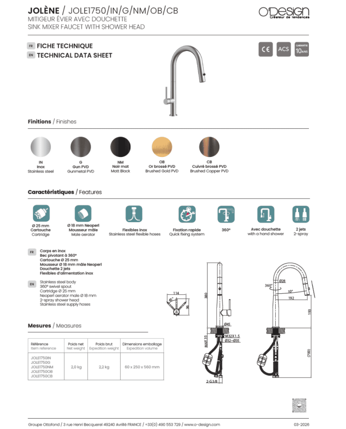 Mitigeur de cuisine Jolène - Odesign
