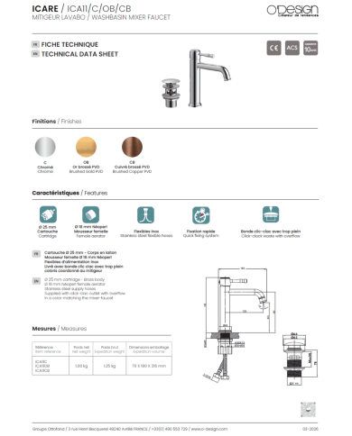 mitigeur lavabo Figaro | O'design