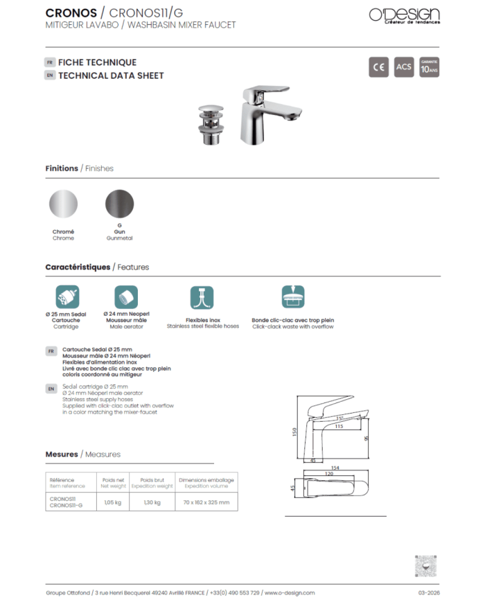 Mitigeur Lavabo Cronos - Odesign