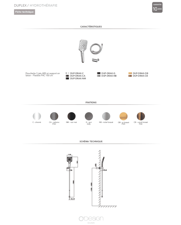 Kit barre douchette et flexible Drakar - Odesign