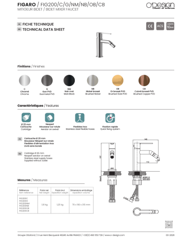 mitigeur lavabo Figaro | O'design