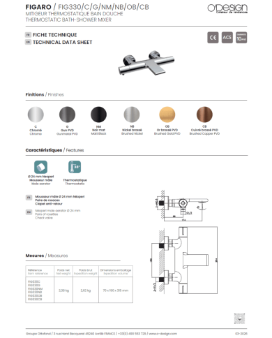 mitigeur lavabo Figaro | O'design