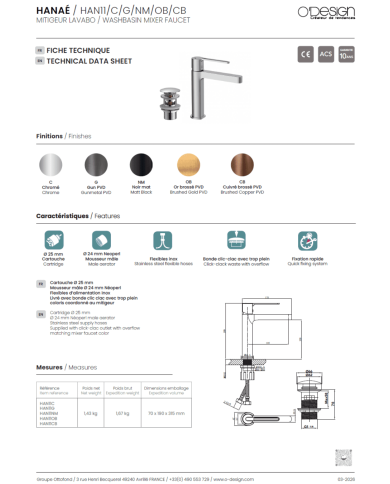 mitigeur lavabo Figaro | O'design