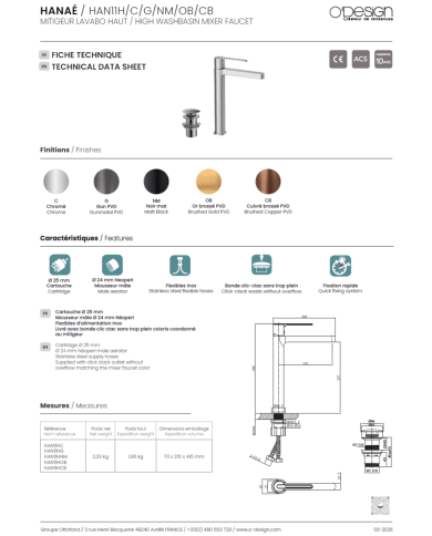 mitigeur lavabo Figaro | O'design