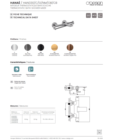 Mitigeur bain / douche - Odesign