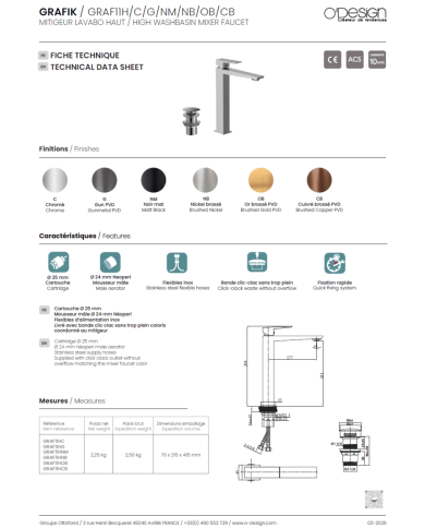 ensemble douche Odesign | Mitigeur thermostatique réglable
