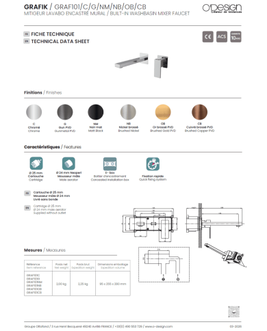 ensemble douche Odesign | Mitigeur thermostatique réglable